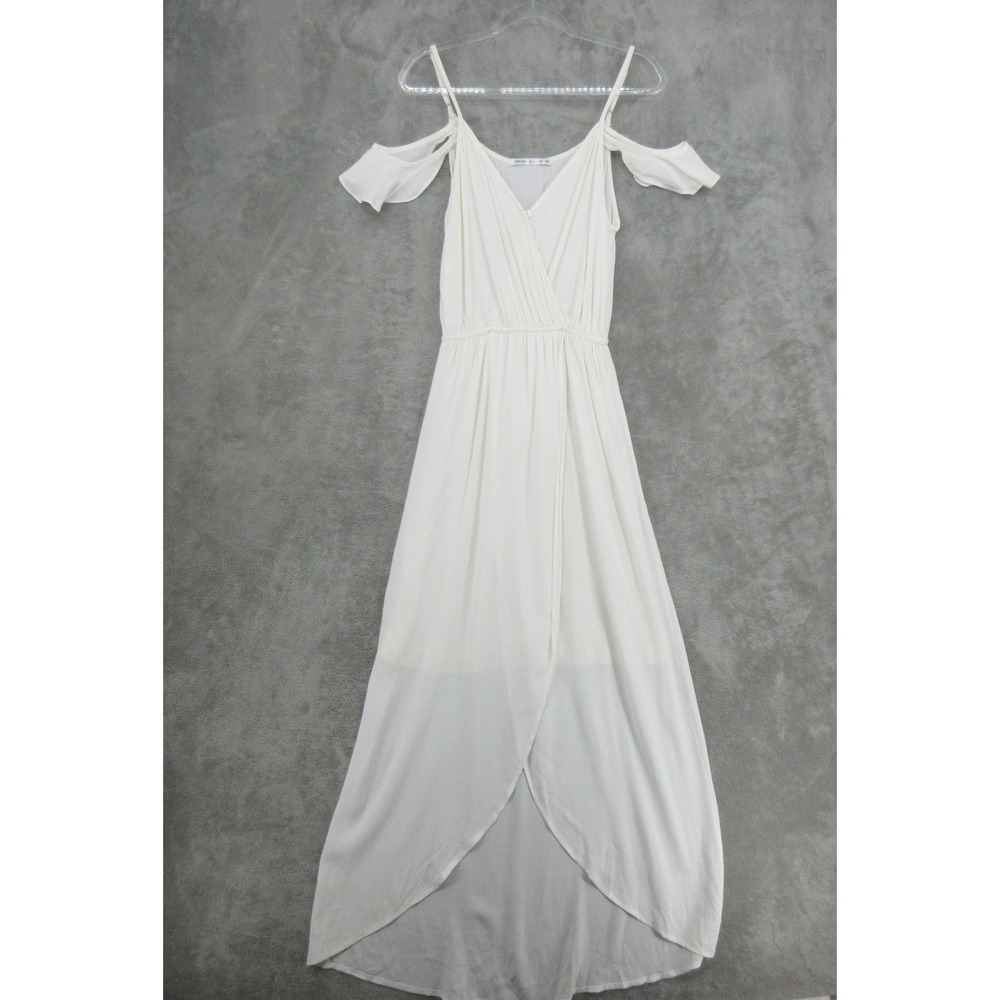 Fraiche by J Dress Womens Size M White High Low Maxi Strappy Ethereal Boho White